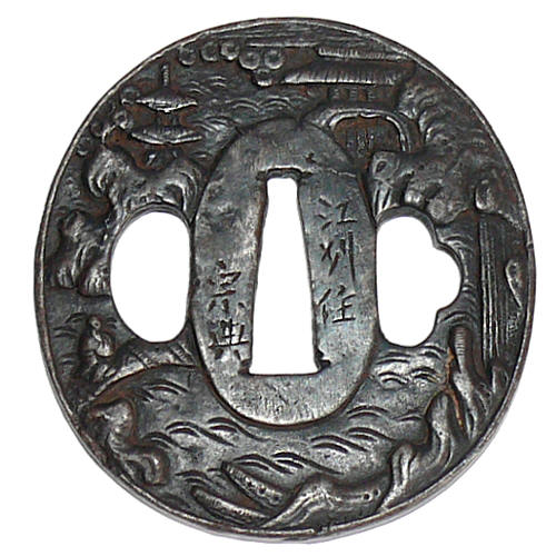 антикварные японские мечи, подписная цуба