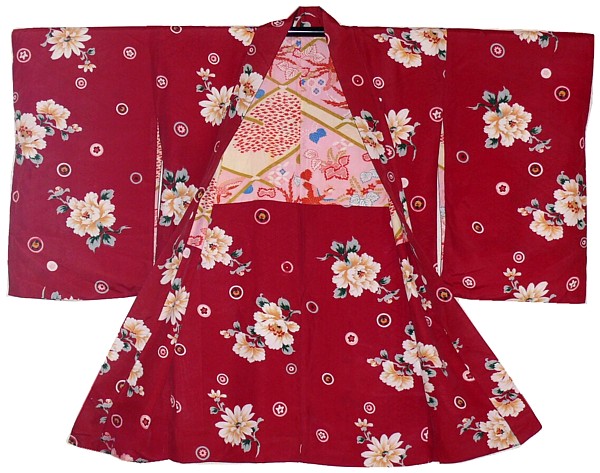 японское традиционное шелковое хаори, винтаж, 1950-е гг.