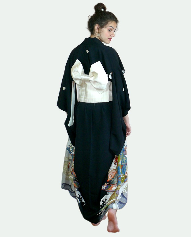 японское шелковое антикварное кимоно, 1890-е гг.