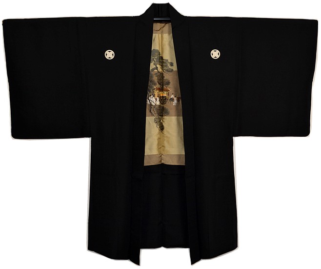 japanese man's tradicional silk haori jacket, antique