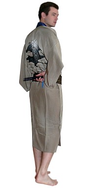 japanese traditional man's silk kimono, 1940's