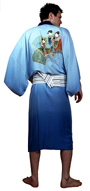 japanese man's silk hand painted kimono, 1950's