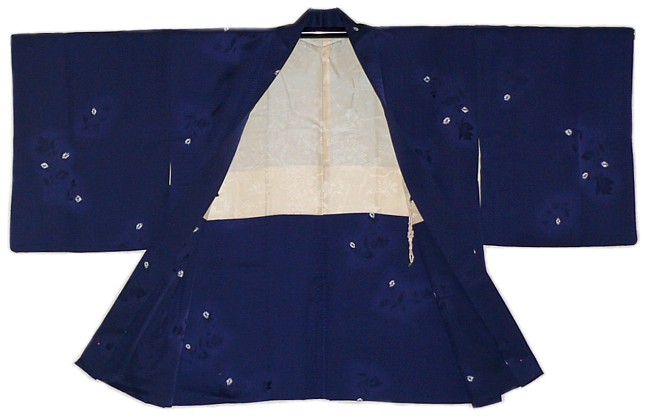 japanese outfit: silk haori jacket with embroidery, vintage, 1950's