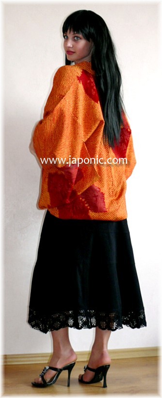 japanese traditional outfit:  woman's silk haori jacket, vintage