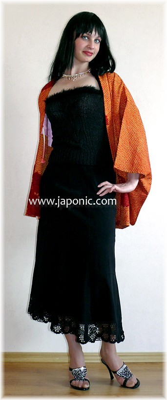 japanese outfit:  woman's silk haori jacket, vintage, 1960's