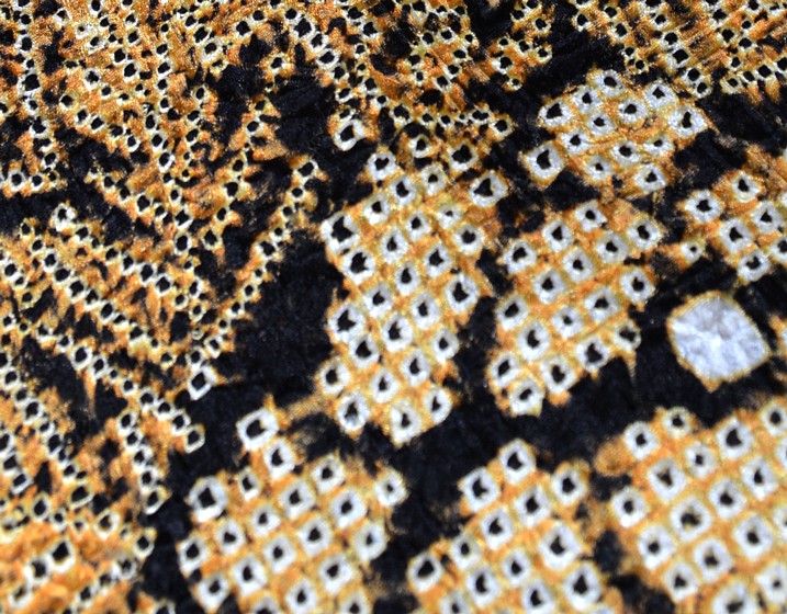 japanese woman's silk haori: detail of design in tie-dyeing technique