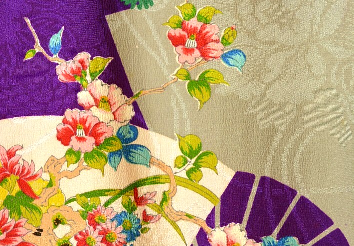 Japanese silk antique kimono fabric design