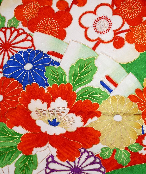 japanese silk kimono, detail of pattern