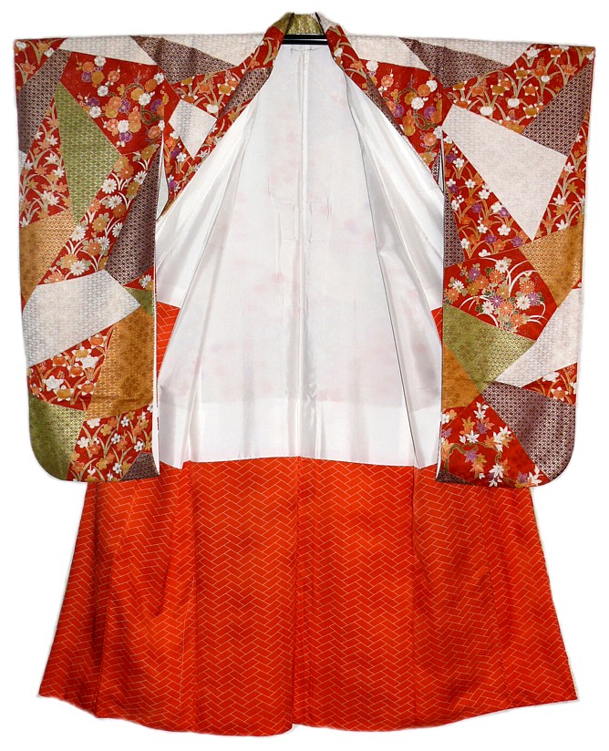 japanese woman's silk antique kimono