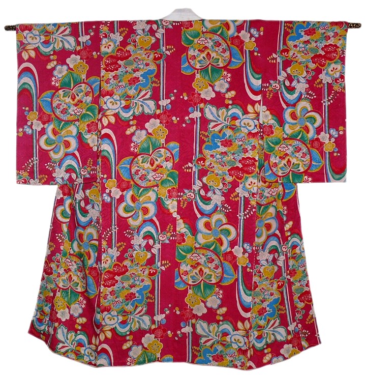 japanese antique silk kimono, 1920-30's