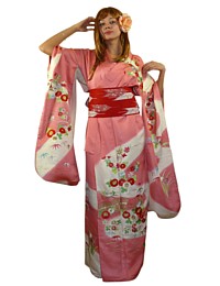 japanese traditional silk enbroidered kimono