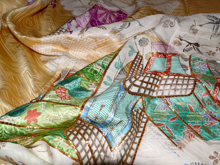 japanese silk kimono detail of fabric design