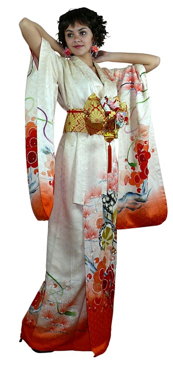 Japanese antique style silk kimono  hone garment for antique addict