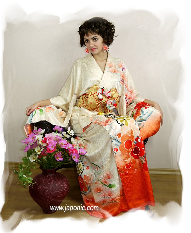 antique addict style: Japanese antique silk hand painted kimono