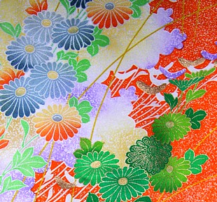 japanese silk kimono detail of pattern