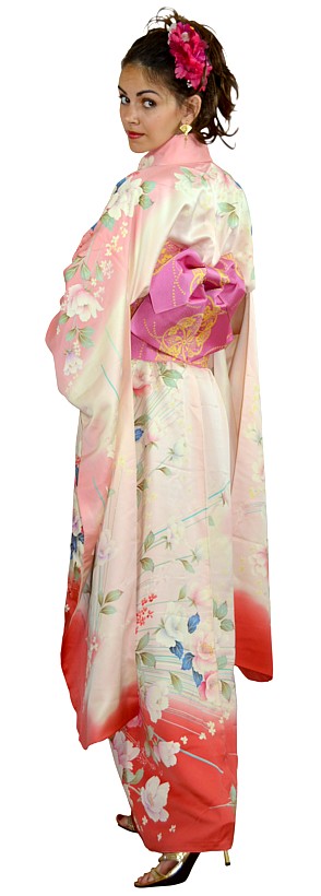 japanese kimono, silk, hand painting