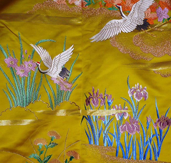 japanese wedding kimono detail of fabric design