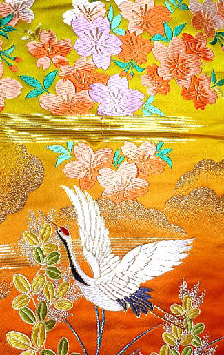 japanese wedding kimono detail of pattern design