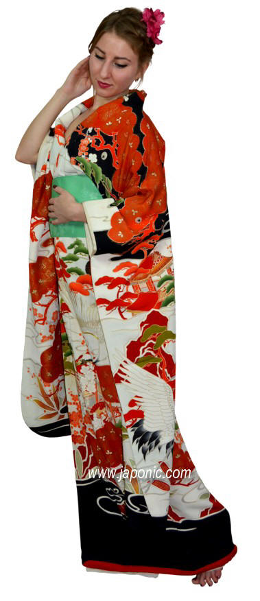 japanese lady's silk antique kimono, 1920's