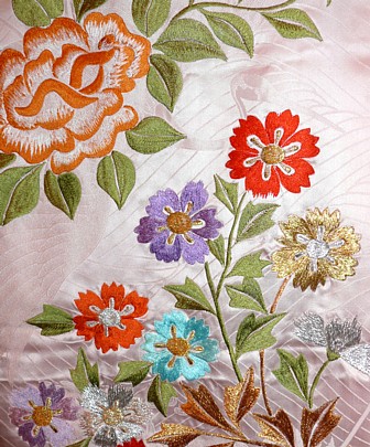 japanese kimono: detail of embroidery