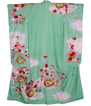japanese embroidered silk wedding kimono