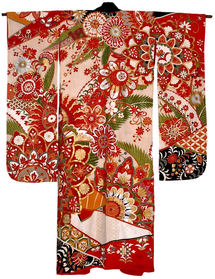 Japanese woman's antique silk hand painted kimono of Taisho era