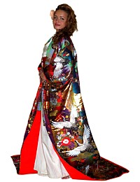 japanese traditional wedding kimono gown, 1970's