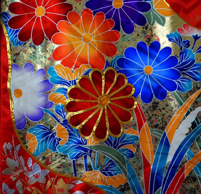 detail of kimono fabric design