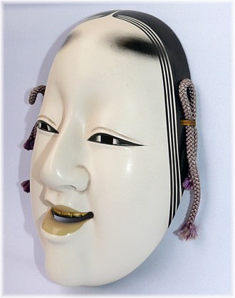 Japanese Mask of Ko Omote, young beauty. Ceramic, hand paining