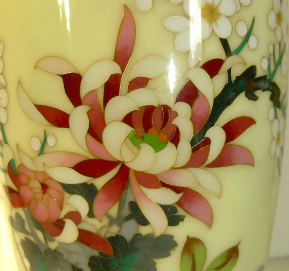 japanese antique cloisonne vase, detail
