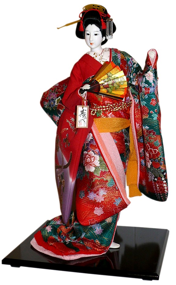 Japanese traditional kimono doll of a Lady dancing with fan, 1970's ...