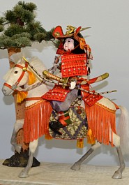 Japanese traditional doll. Samurai Warrior Doll, Kabuki and Noh 