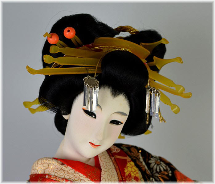 Japanese silk-faced doll of OIRAN, 1950's