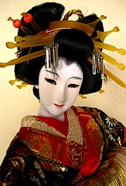 japanese antique oiran doll dressed in wonderful kimonos