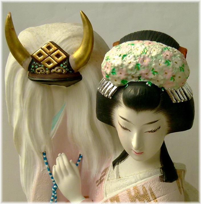 japanese antique hakata clay doll of princess