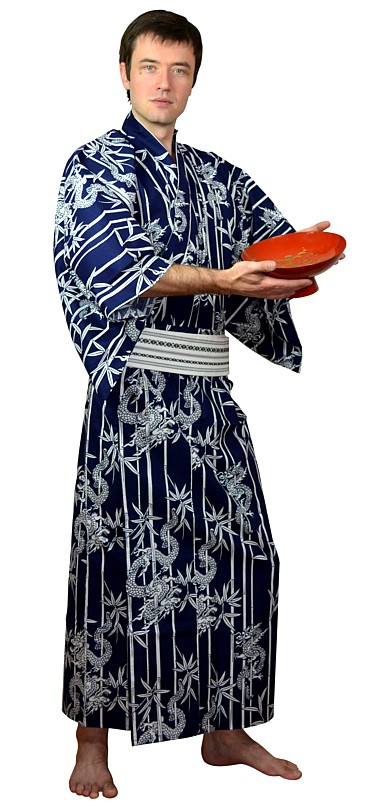 japanese traditional outfitt - summer kimono for man, cotton 100%, made in japan