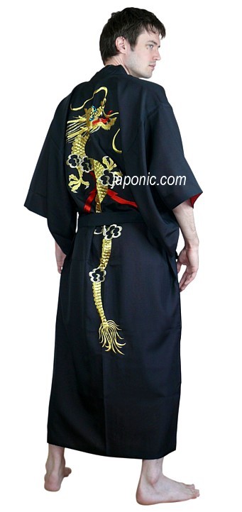 japanese modern  embrooidered  kimono gown with lining