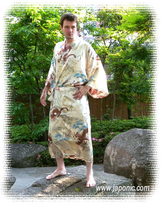 japanese man's modern silk kimono gown