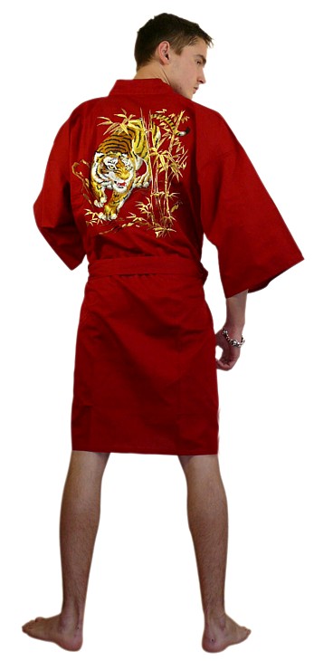 japanese man's embroidered short kimono