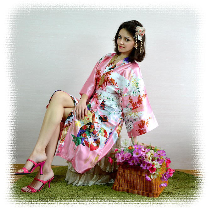japanese outfit: short kimono robe