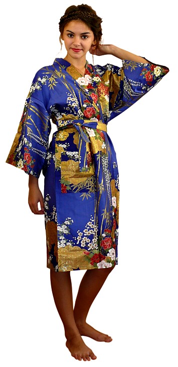 japanese woman's modern cotton short  kimono robe