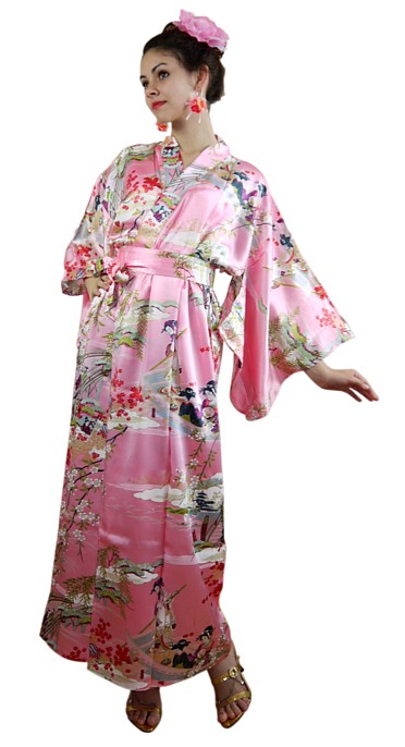 japanese silk kimono, pink color