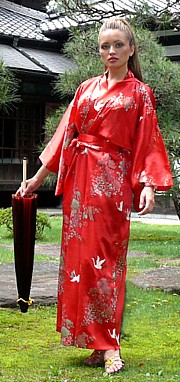 pure silk Japanese woman's kimono made in Japan