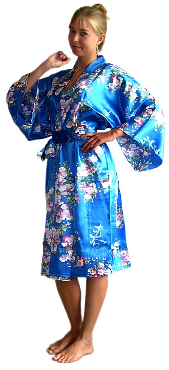 Pure silk Japanese short modern kimono IZUMI, made in Japan. Woman's ...