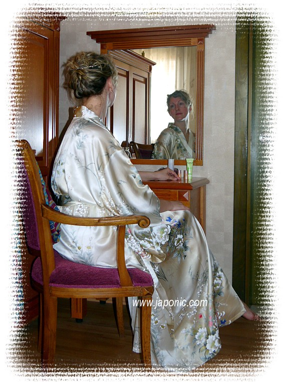 pure silk japanese woman's kimono is wonderful home gown