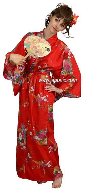 japanese woman's cotton yukata summer kimono ORIGAMI
