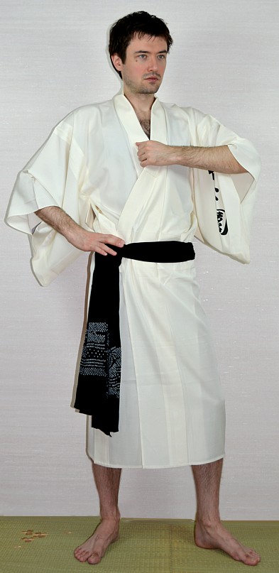 Japanese man's traditional silk heko obi belt for kimono and yukata ...