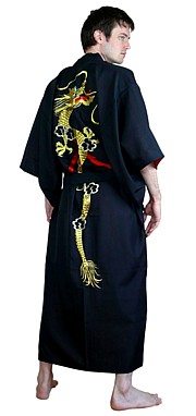 мужской халат с вышивкой ДРАКОН, сделано в Японии