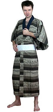 japanese traditional man kimono w/lining. Vintage.