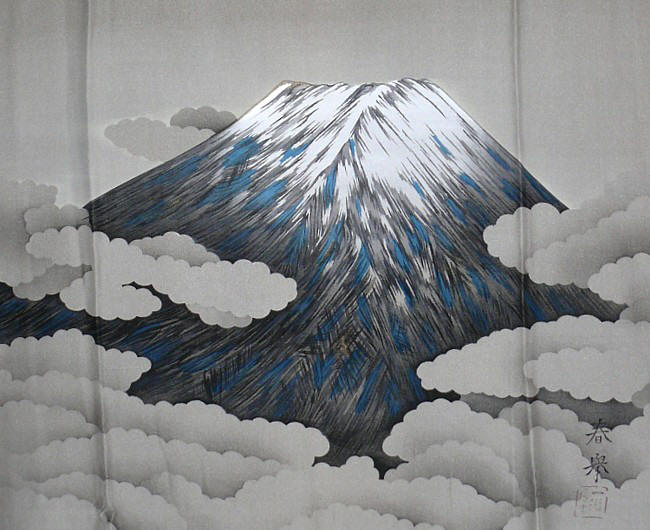 Mt. Fuji, japanese painting on kimono back